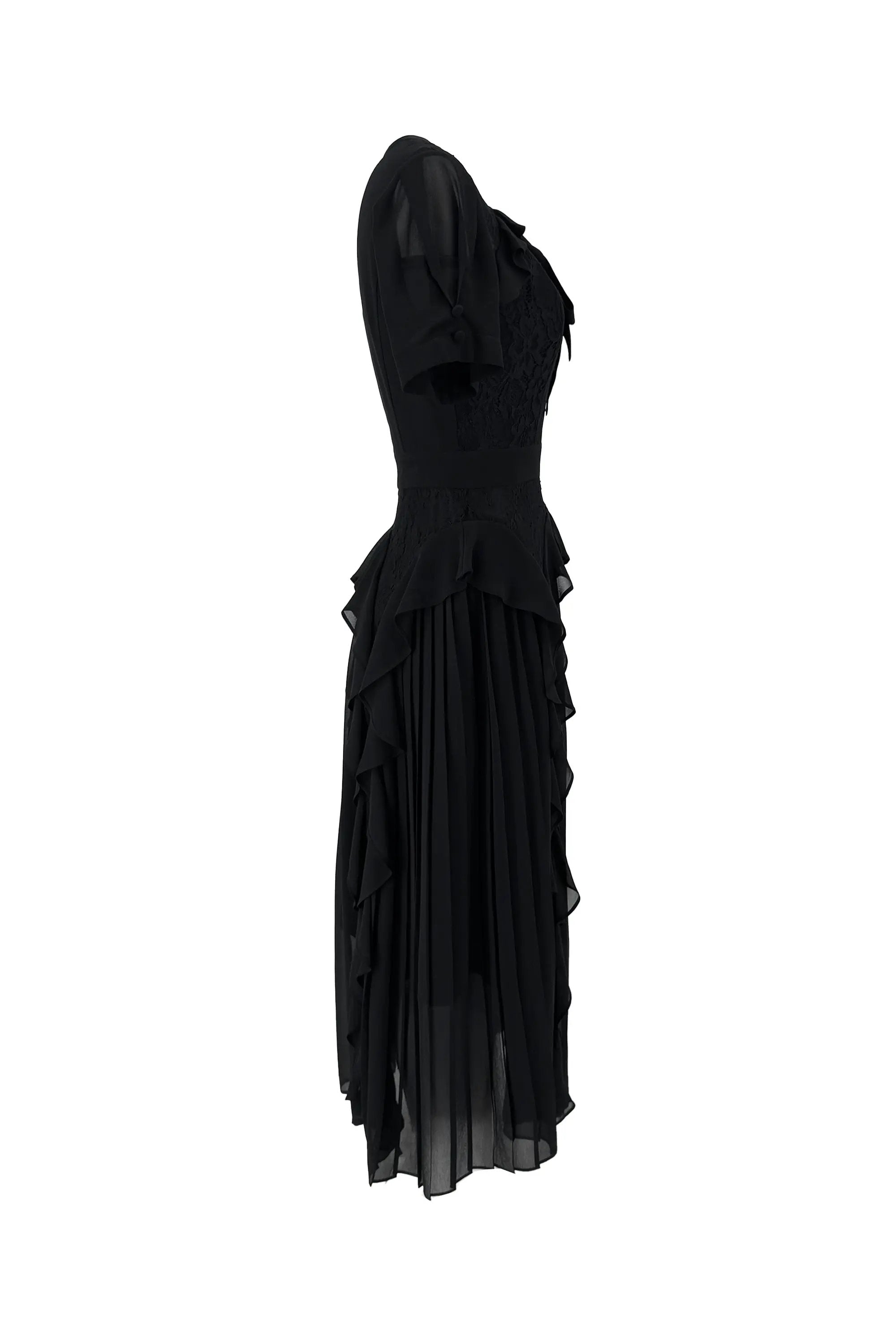 Ladies Summer Elegant Intellectual Round Neck Ruffle Dress ULA